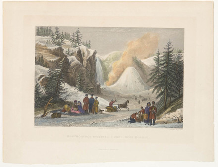 Le Cône de glace de la chute Montmorency, extrait du livre illustré The People's Gallery of Engravings de George Newenham Wright